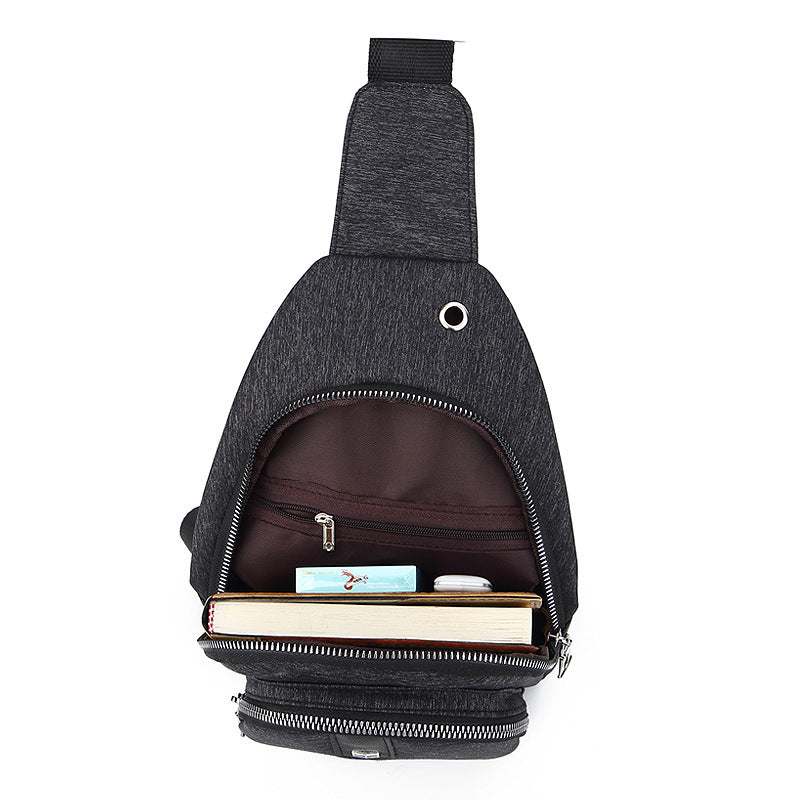 Simple Men's Chest Bag Tide High Elastic Water Resistant Oxford Cloth Casual Messenger Bag Outdoor Shoulder Bag