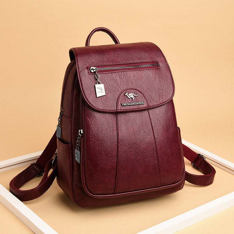 New Ladies Backpack Large Capacity Soft Leather Travel Bag Fashion Trend Student Anti-theft Imitation Sheepskin Backpack