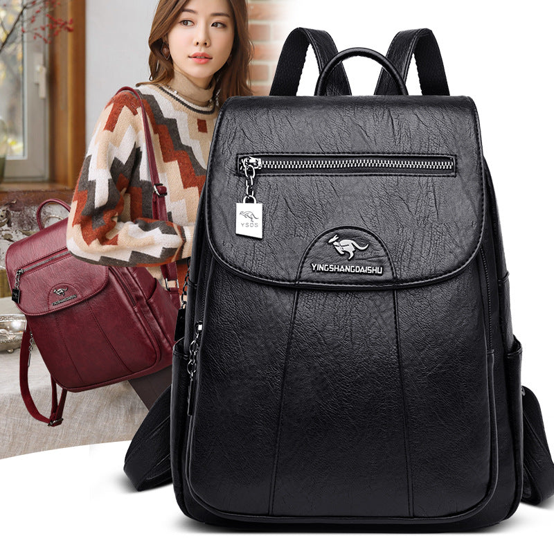 New Ladies Backpack Large Capacity Soft Leather Travel Bag Fashion Trend Student Anti-theft Imitation Sheepskin Backpack