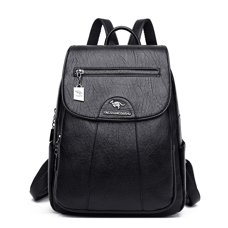 New Ladies Backpack Large Capacity Soft Leather Travel Bag Fashion Trend Student Anti-theft Imitation Sheepskin Backpack