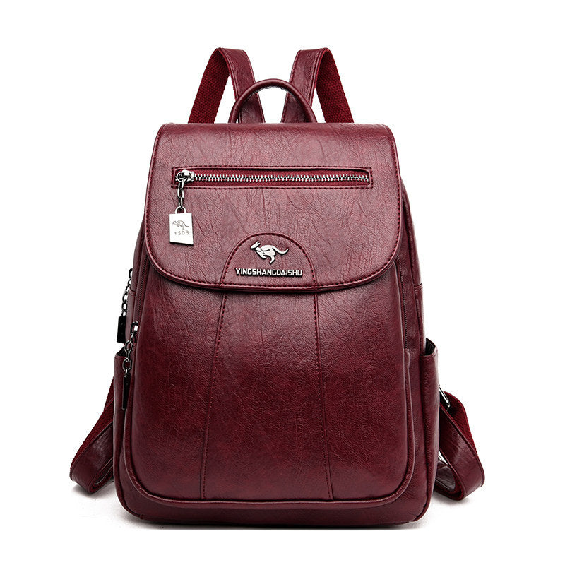 New Ladies Backpack Large Capacity Soft Leather Travel Bag Fashion Trend Student Anti-theft Imitation Sheepskin Backpack