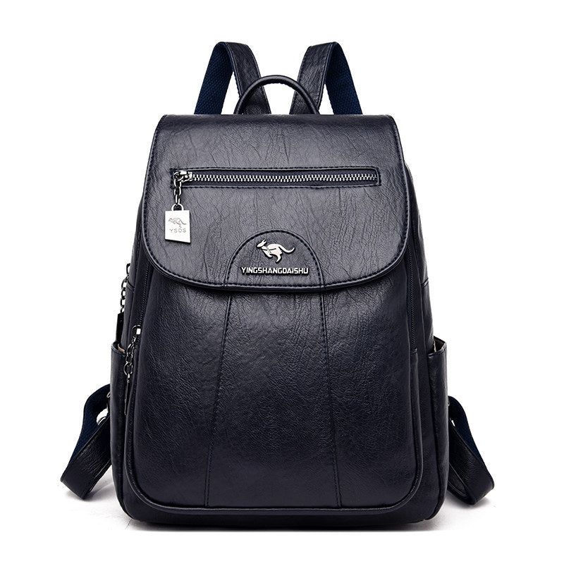 New Ladies Backpack Large Capacity Soft Leather Travel Bag Fashion Trend Student Anti-theft Imitation Sheepskin Backpack