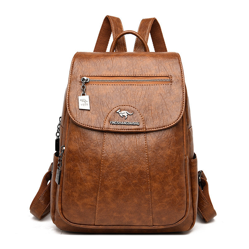 New Ladies Backpack Large Capacity Soft Leather Travel Bag Fashion Trend Student Anti-theft Imitation Sheepskin Backpack