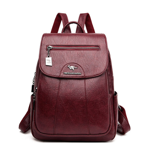 New Ladies Backpack Large Capacity Soft Leather Travel Bag Fashion Trend Student Anti-theft Imitation Sheepskin Backpack